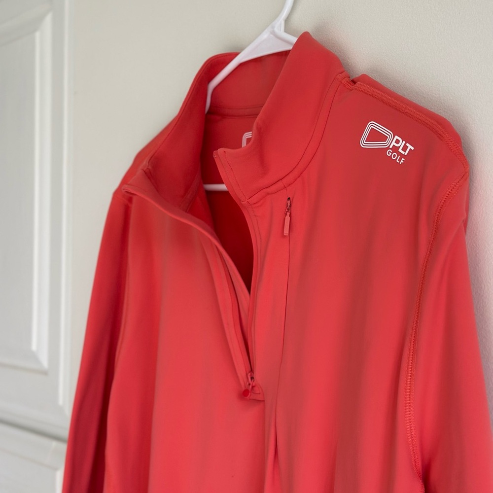 PLT Golf Men’s 1/4 Zip Pullover Coral Size M Performance Layer